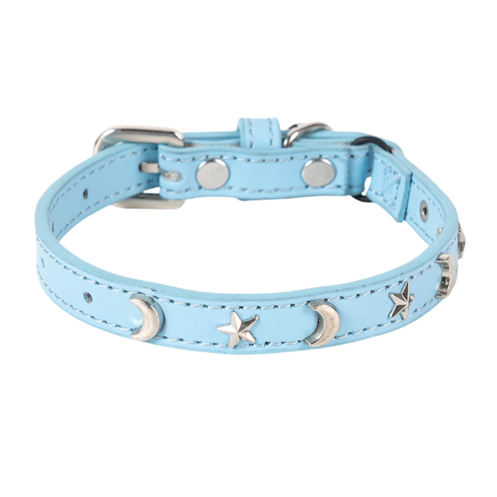 thumbnail image 2 of Collar De Cuero Para Gatos Adecuado Para Gatos Machos Y Hembras Con Banda Elástica, Estrella Y Luna, Collar Con Hebilla Ajustable Adecuado Para Gatos Pequeños Y Gatos Grandes, Tamaño 8-12 Pulgadas, 2 of 2